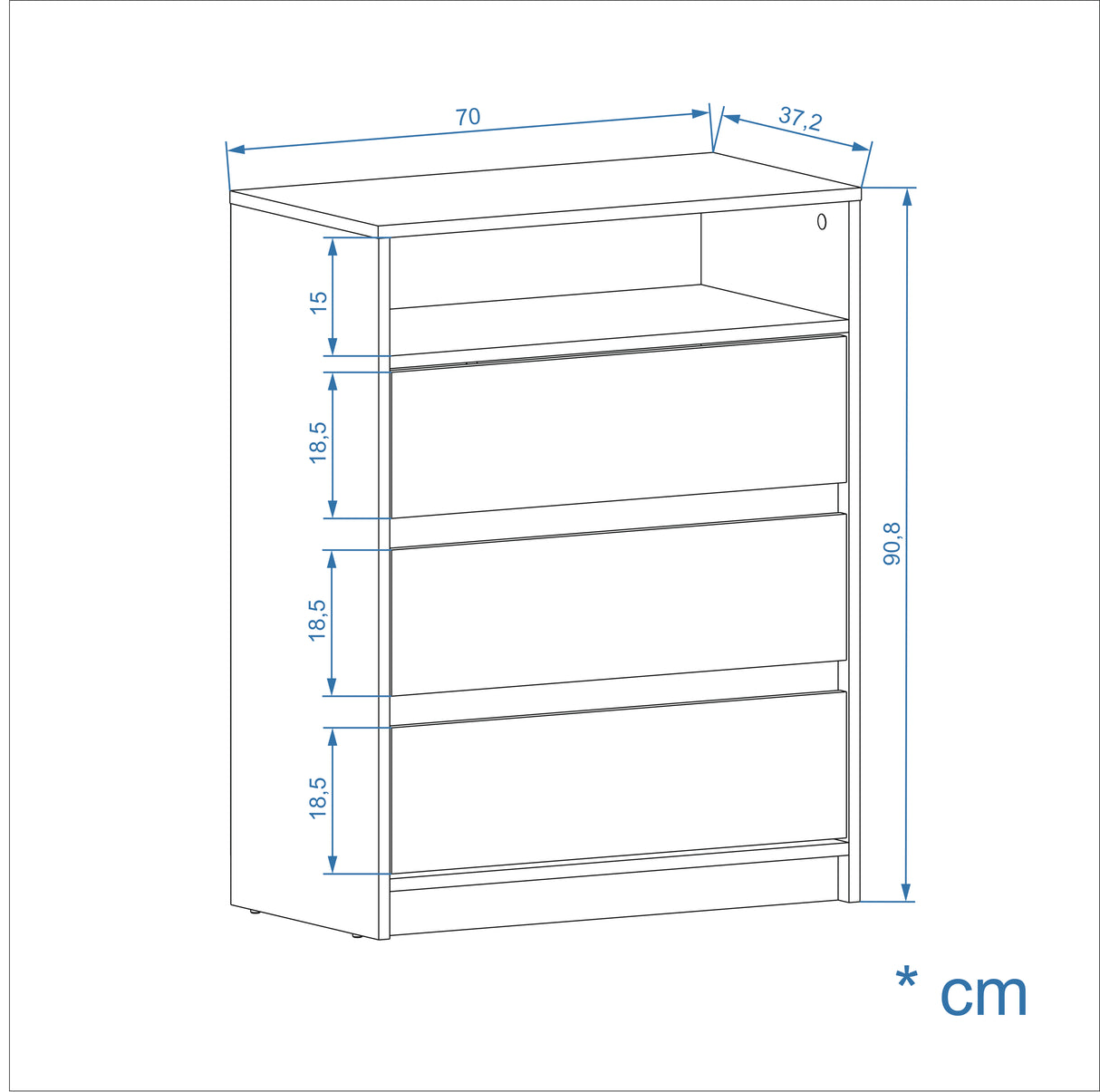 Kommode mit 3 Schubladen | Leon