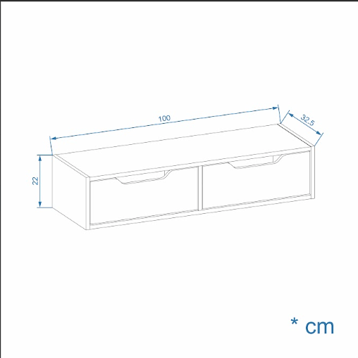 Wandregal mit 2 Schubladen | NOKA