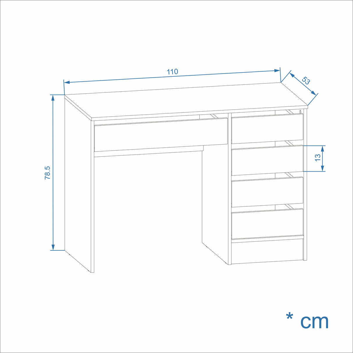 Schreibtisch mit 5 Schubladen | PLIO