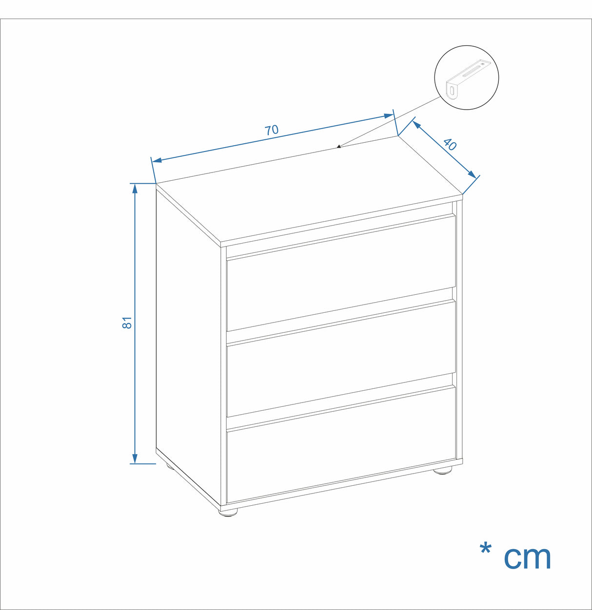 Kommode mit 3 Schubladen| Linoa 3S