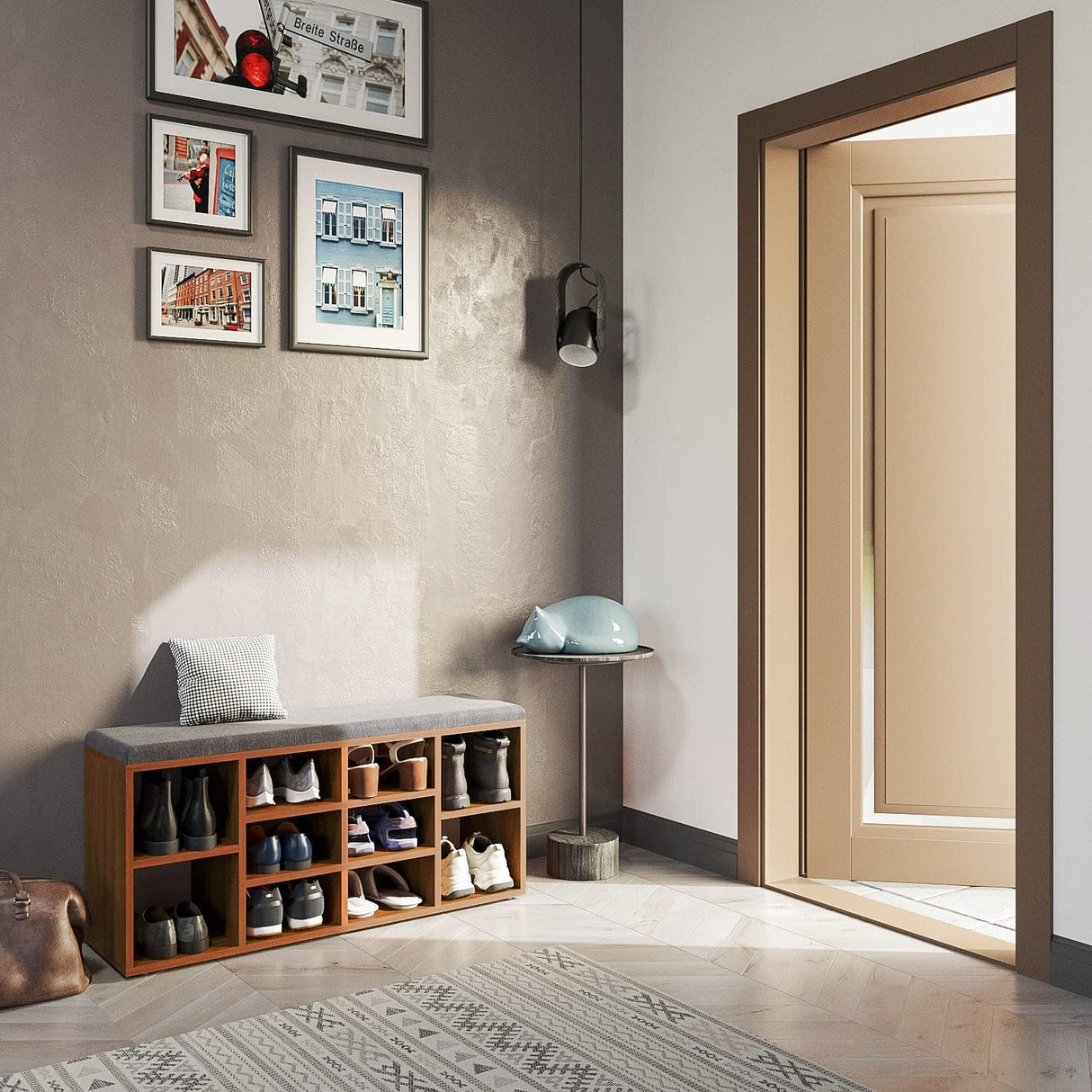 Schuhbank mit Sitzfläche mit 10 Fächern | Sofia 104