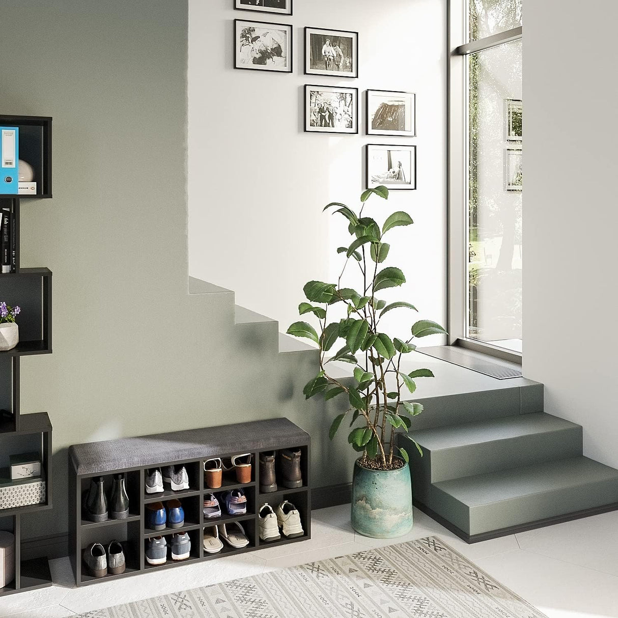 Schuhbank mit Sitzfläche mit 10 Fächern | Sofia 104