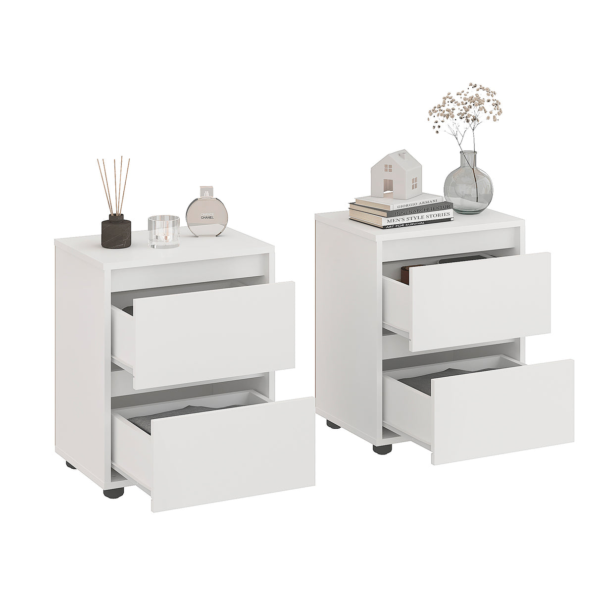 Kommode mit 2 Schubladen, 2er Set | Linoa 2NS