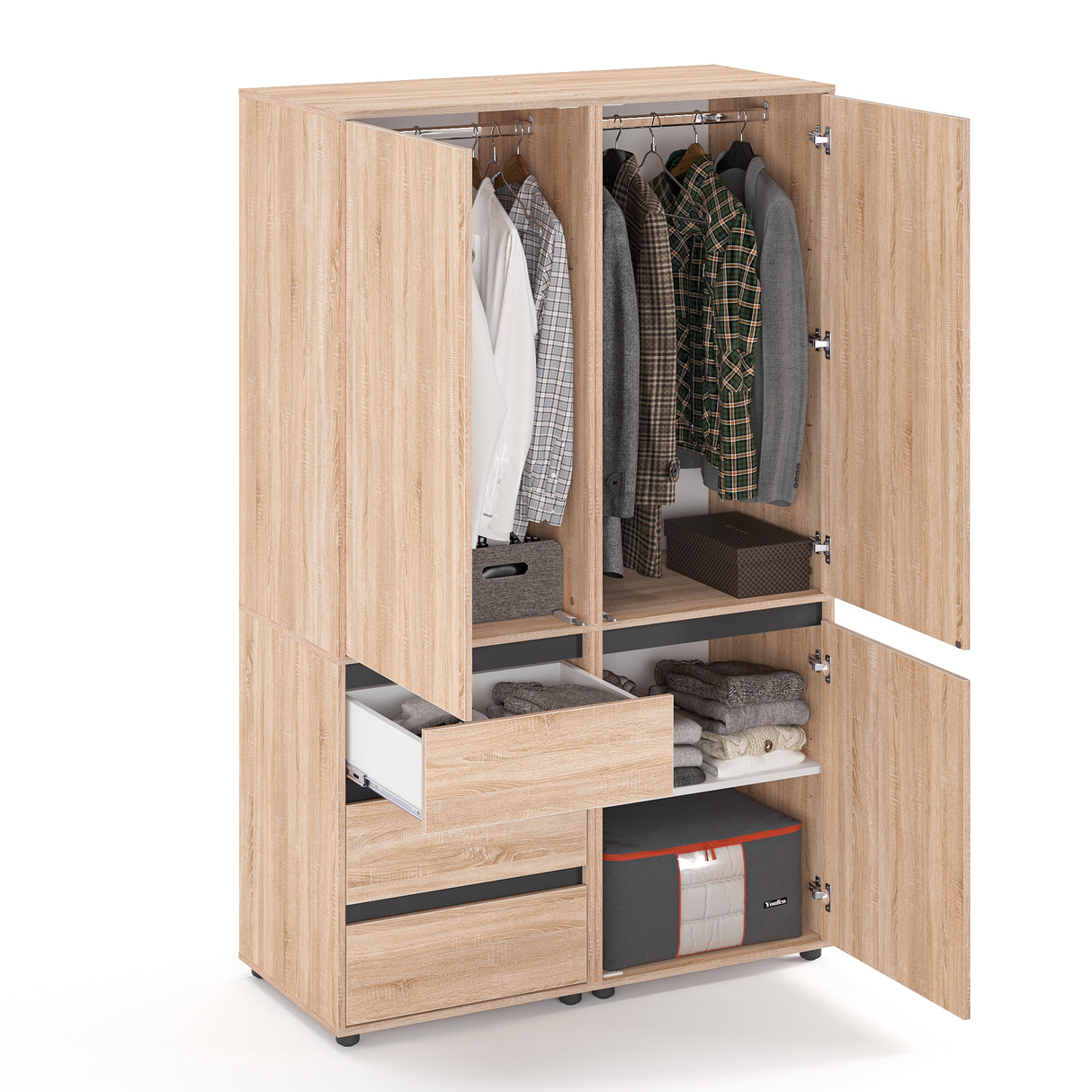 Kleiderschrank Groß mit 3-türig & 3 Schubladen | CUBE 120