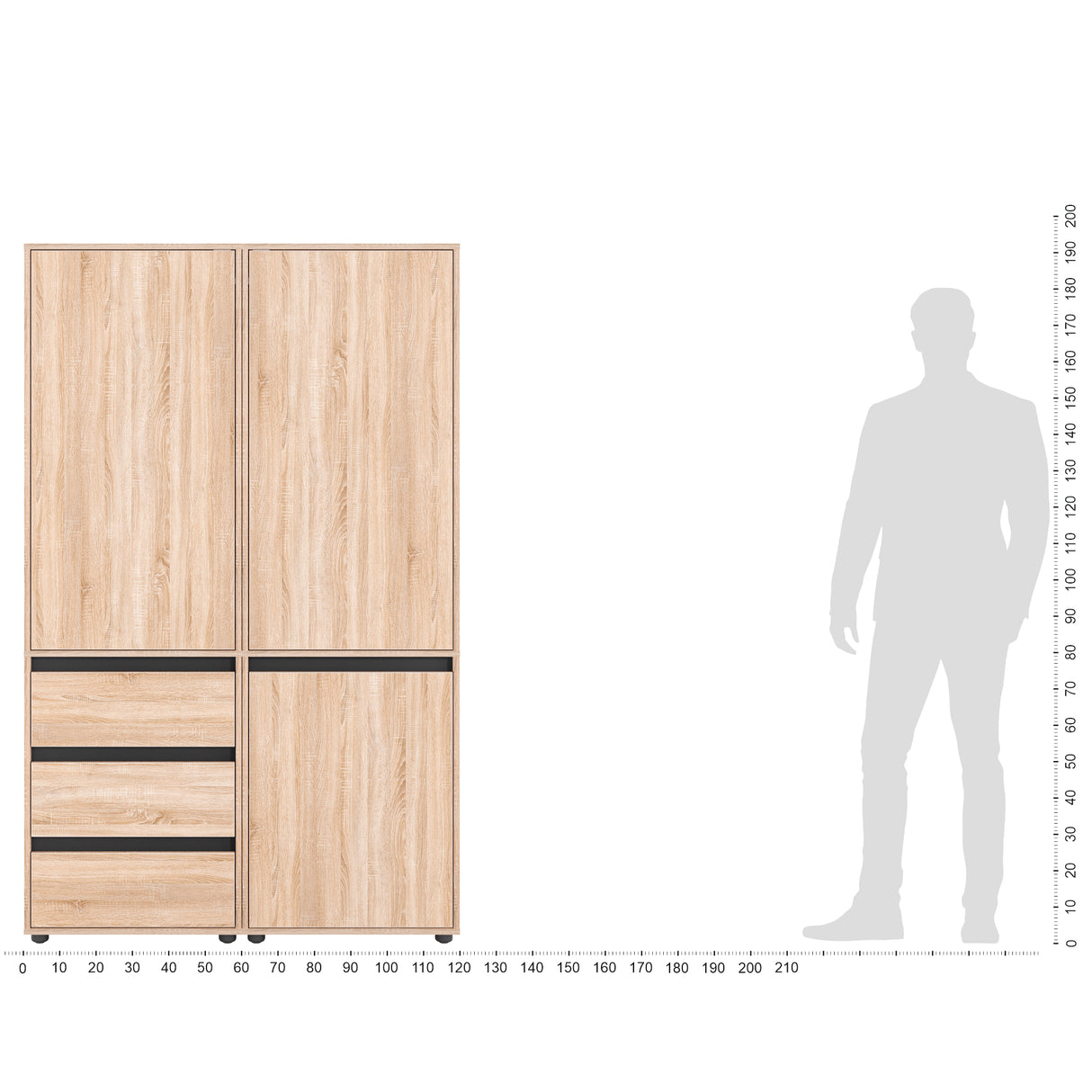 Kleiderschrank Groß mit 3-türig & 3 Schubladen | CUBE 120