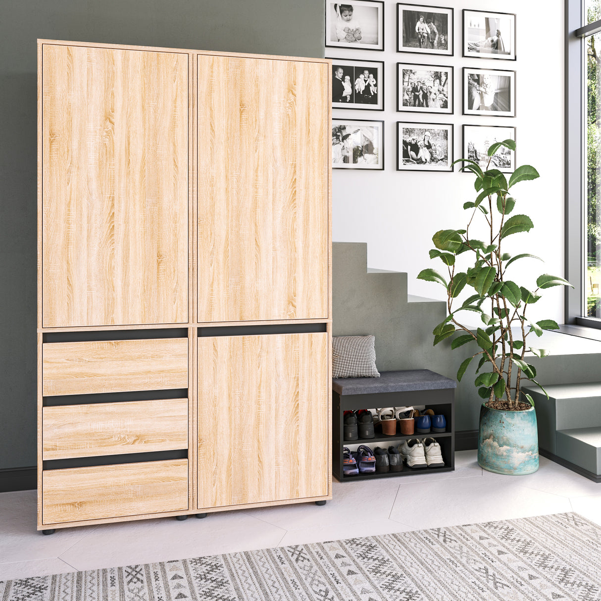 Kleiderschrank Groß mit 3-türig & 3 Schubladen | CUBE 120