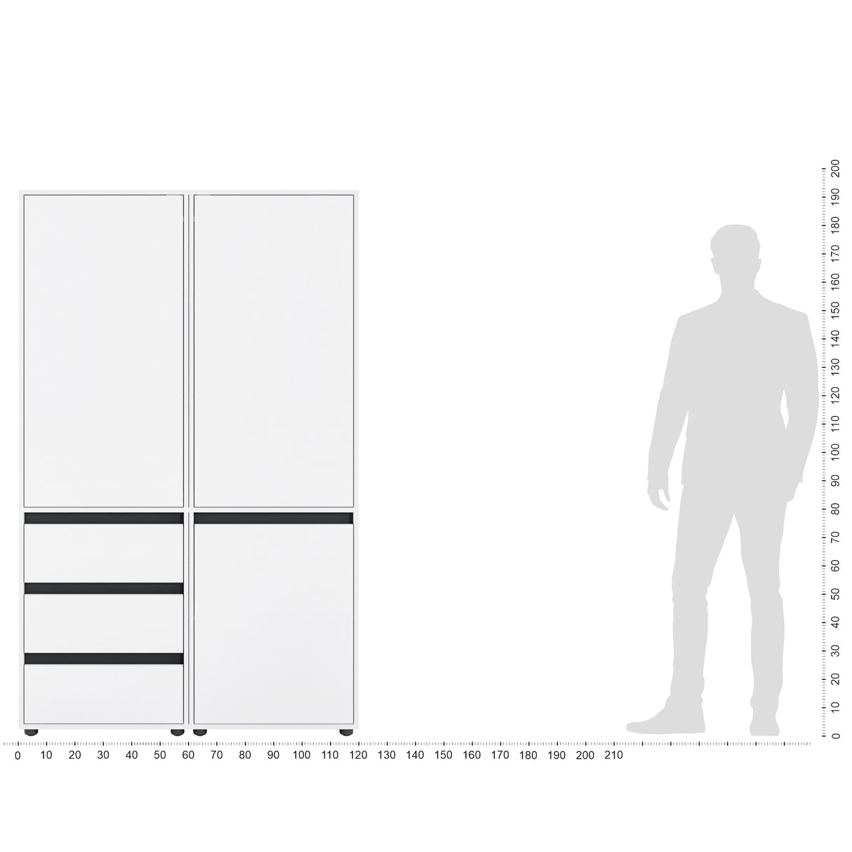 Kleiderschrank Groß mit 3-türig & 3 Schubladen | CUBE 120