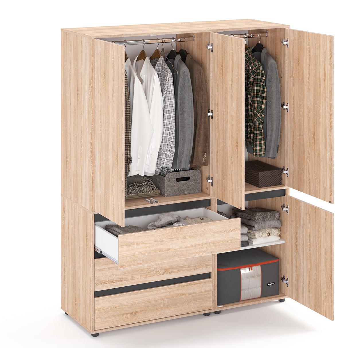 Kleiderschrank Groß mit 4-türig & 3 Schubladen | CUBE 150