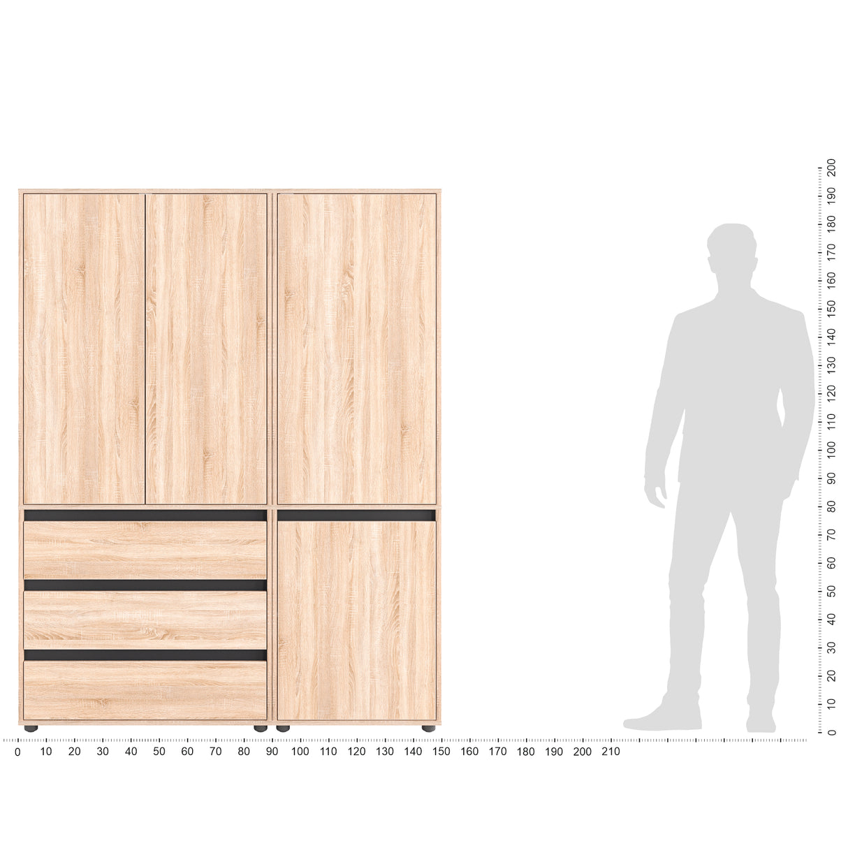 Kleiderschrank Groß mit 4-türig & 3 Schubladen | CUBE 150