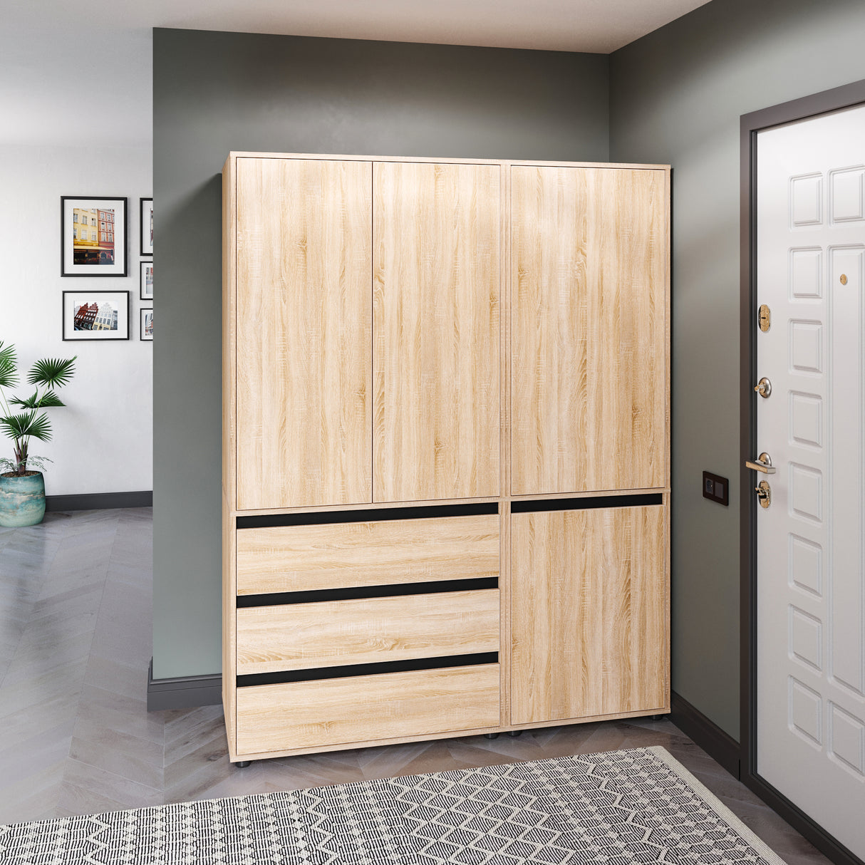 Kleiderschrank Groß mit 4-türig & 3 Schubladen | CUBE 150