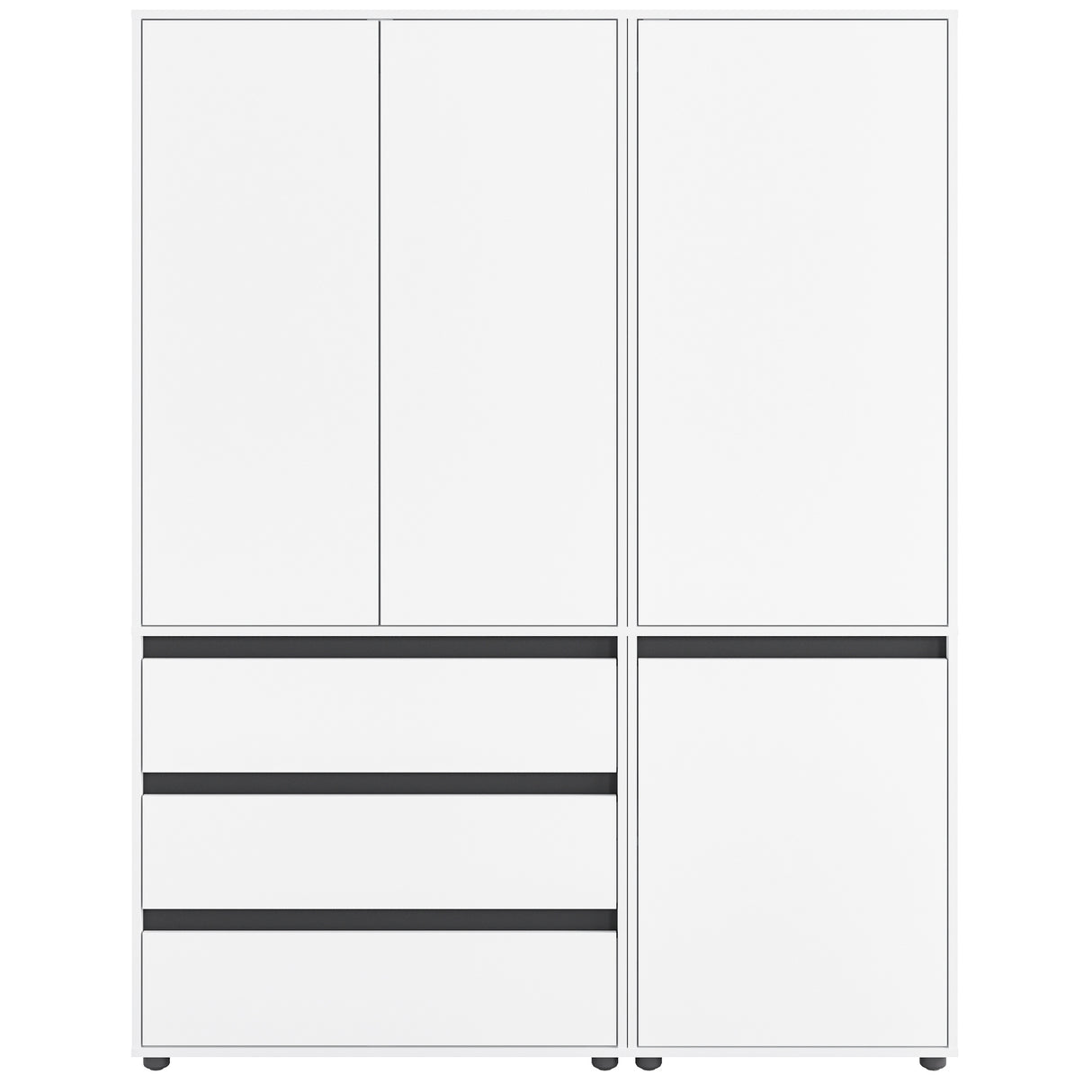 Kleiderschrank Groß mit 4-türig & 3 Schubladen | CUBE 150