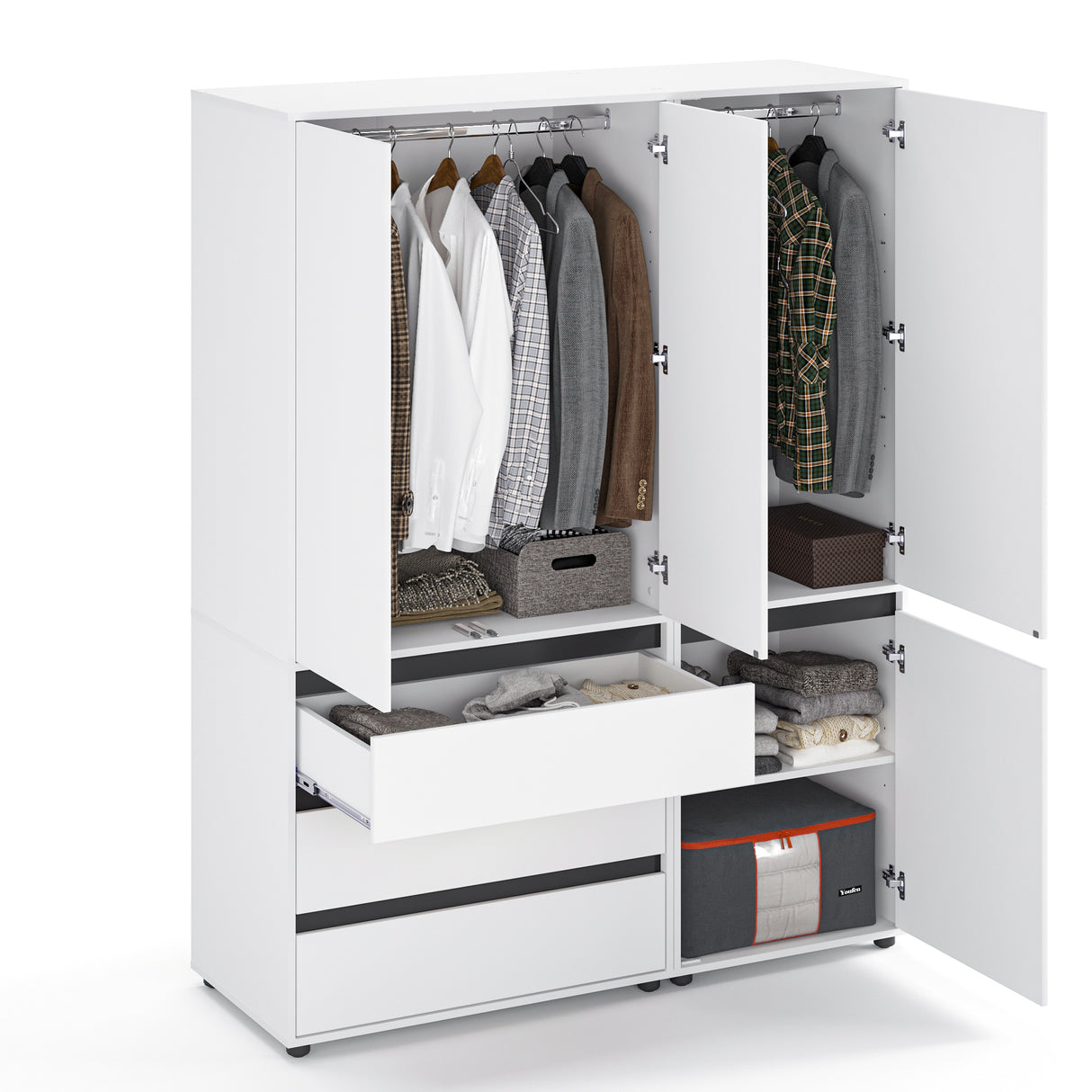 Kleiderschrank Groß mit 4-türig & 3 Schubladen | CUBE 150