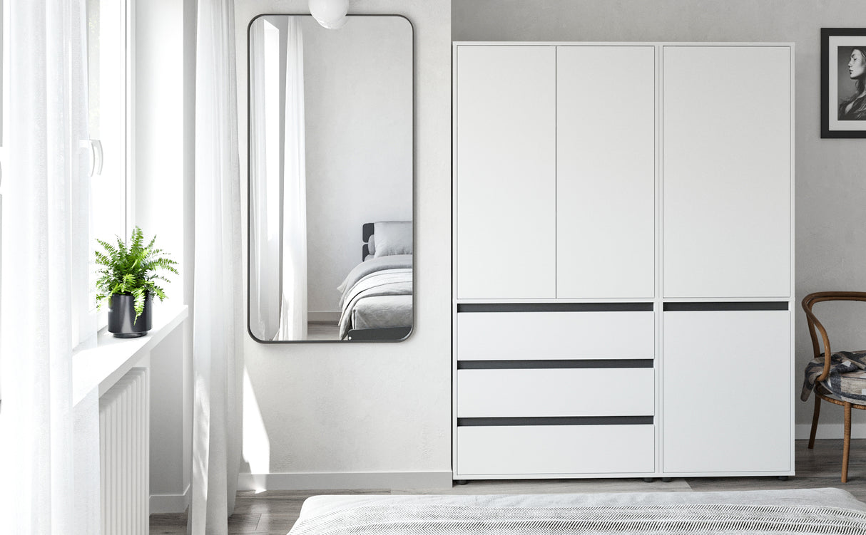 Kleiderschrank Groß mit 4-türig & 3 Schubladen | CUBE 150