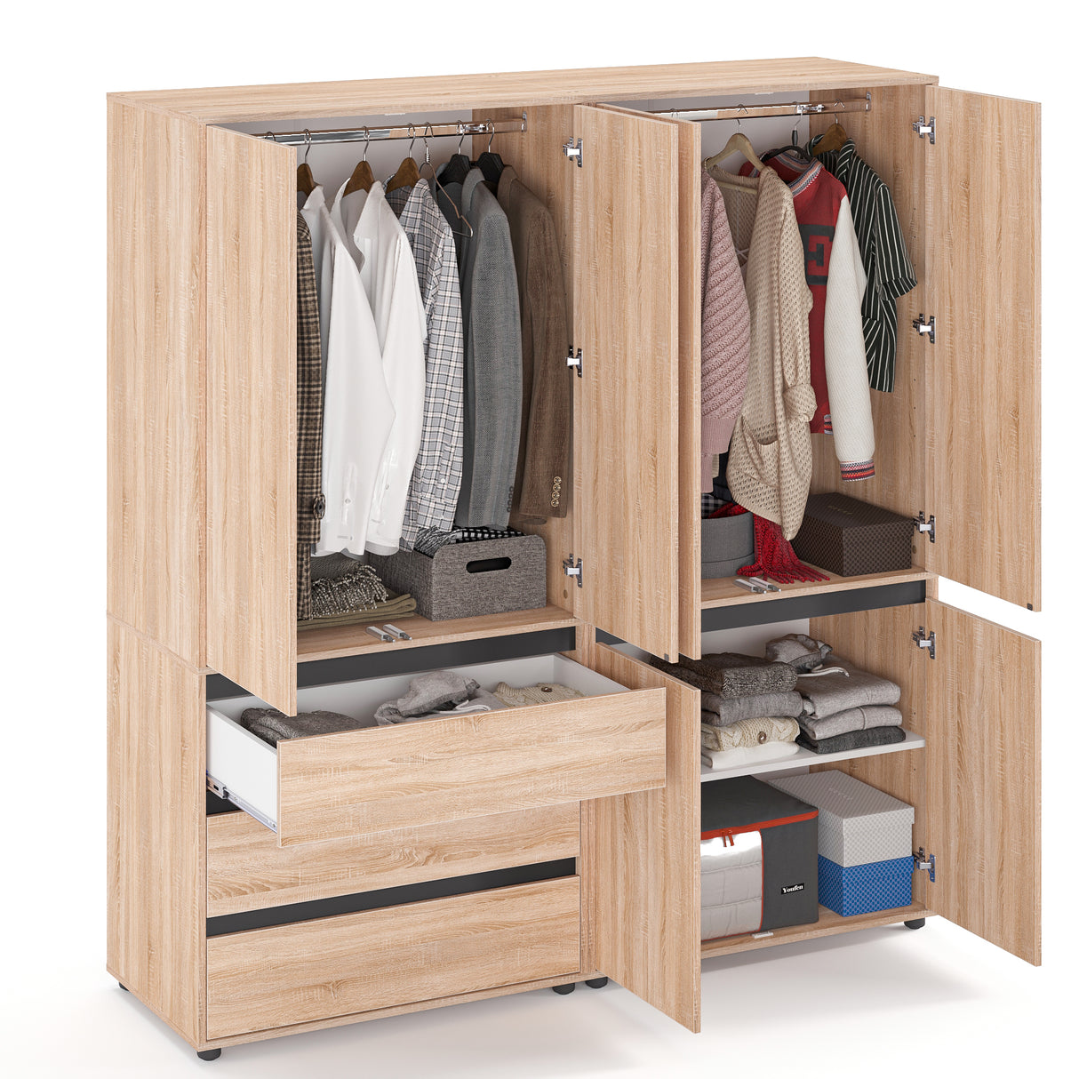 Kleiderschrank Groß mit 6-türig & 3 Schubladen | CUBE 180