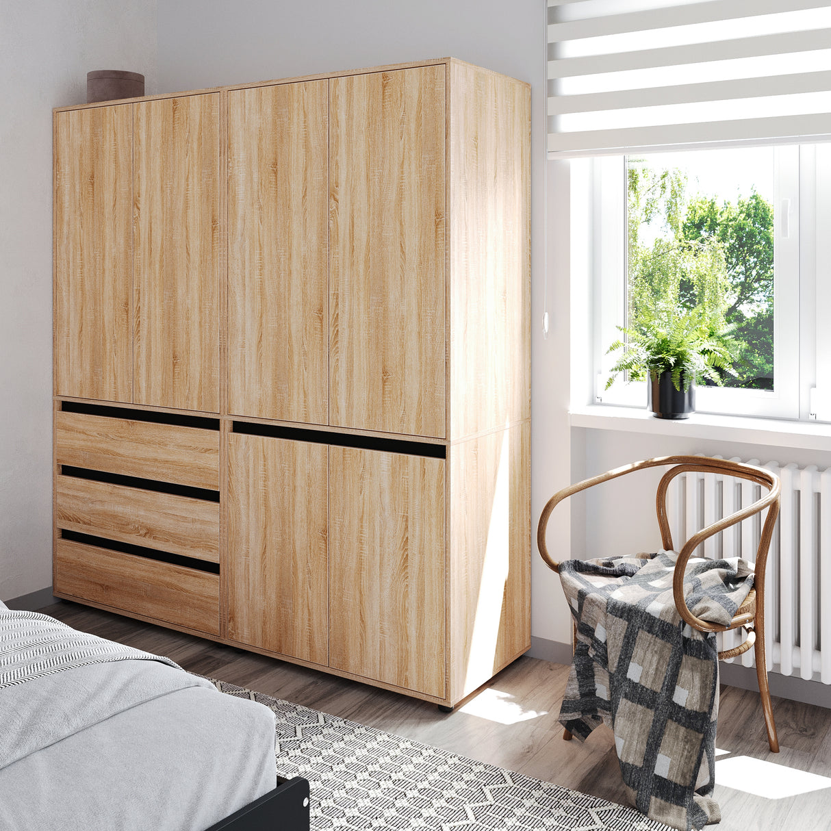 Kleiderschrank Groß mit 6-türig & 3 Schubladen | CUBE 180