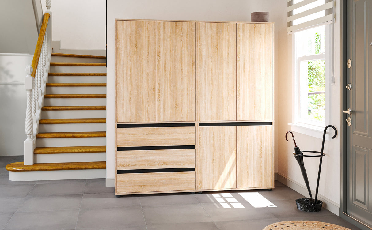 Kleiderschrank Groß mit 6-türig & 3 Schubladen | CUBE 180