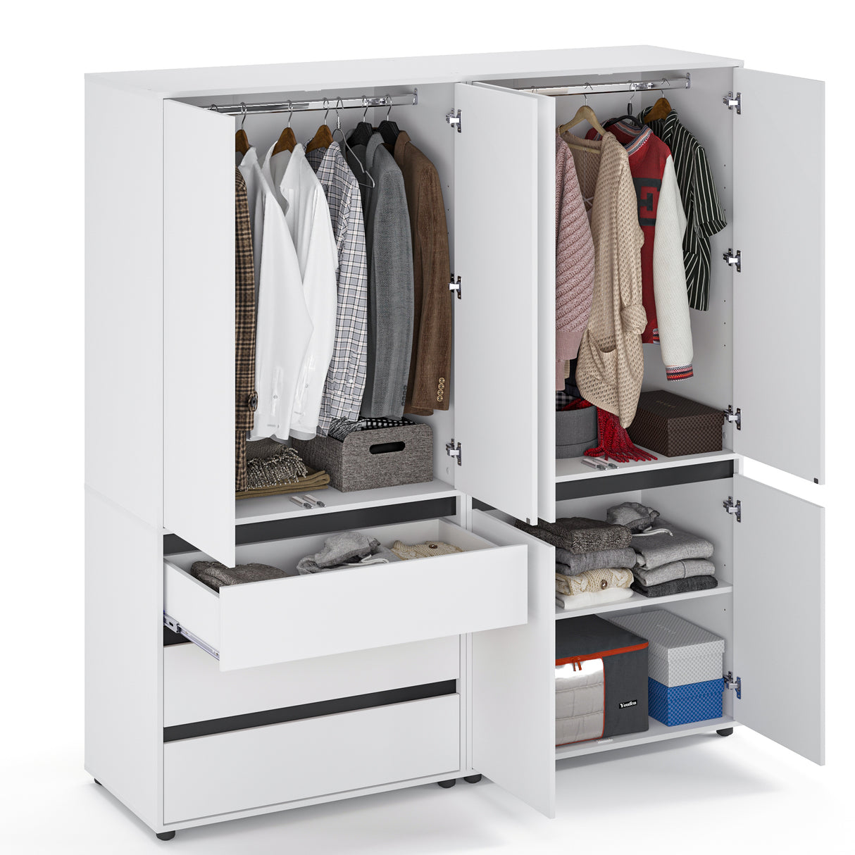 Kleiderschrank Groß mit 6-türig & 3 Schubladen | CUBE 180