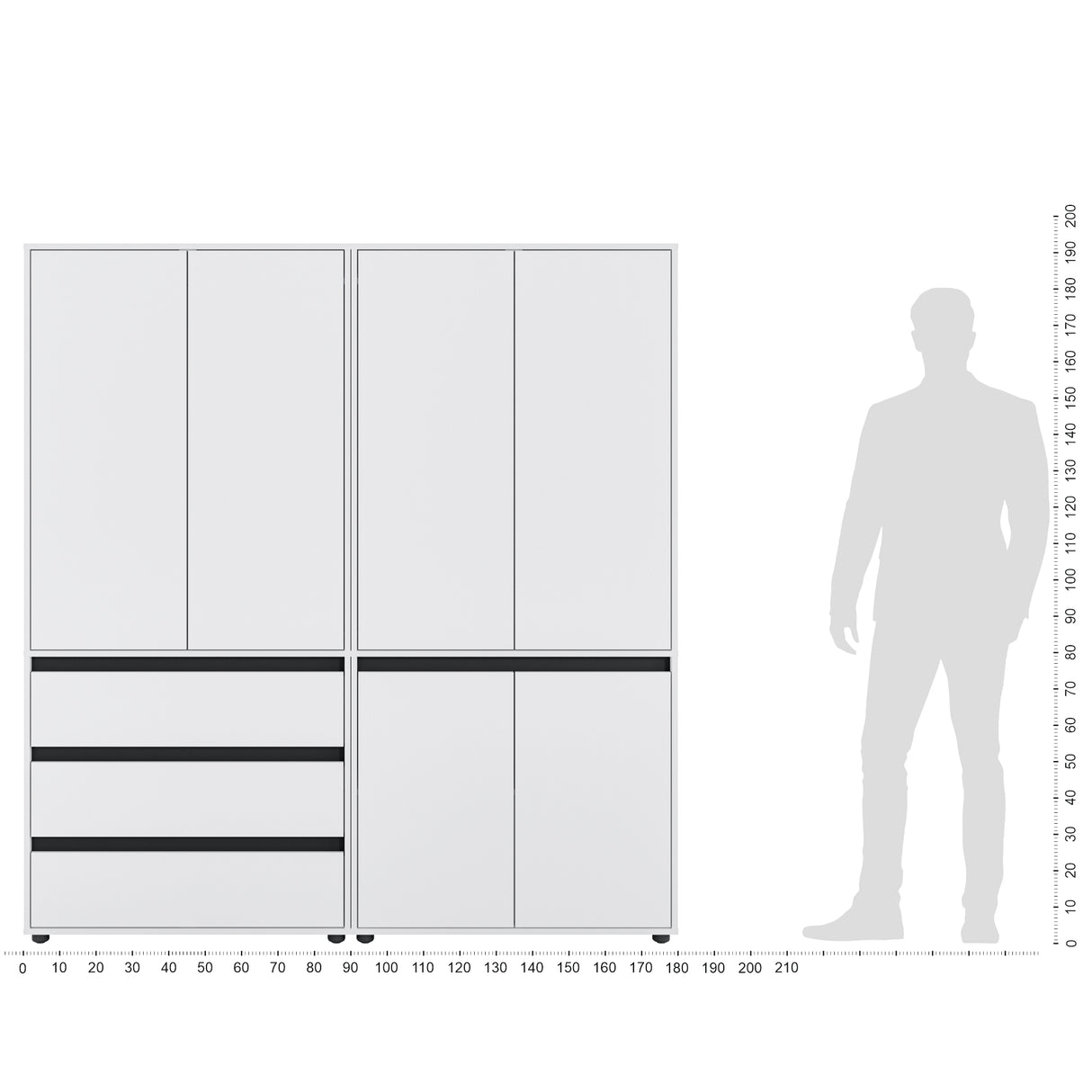 Kleiderschrank Groß mit 6-türig & 3 Schubladen | CUBE 180