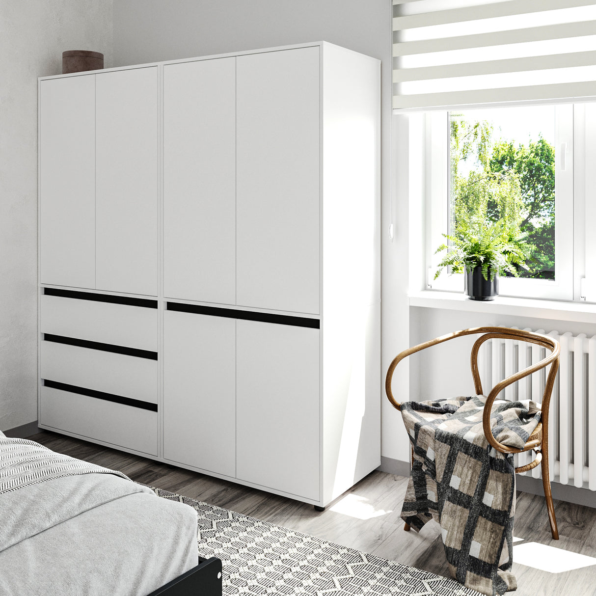 Kleiderschrank Groß mit 6-türig & 3 Schubladen | CUBE 180