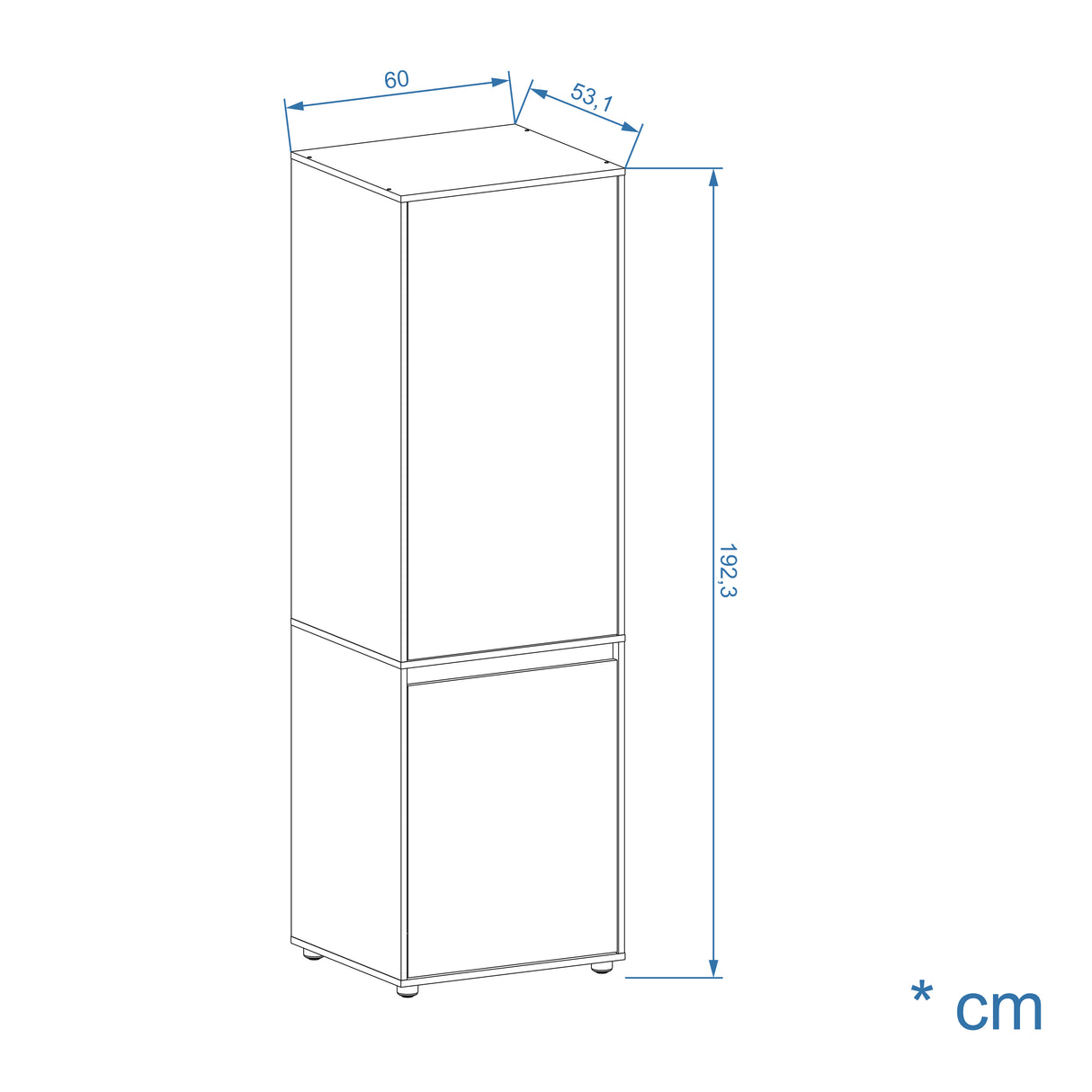 Kleiderschrank Klein mit 2-türig & 2 Fächer| CUBE 60F