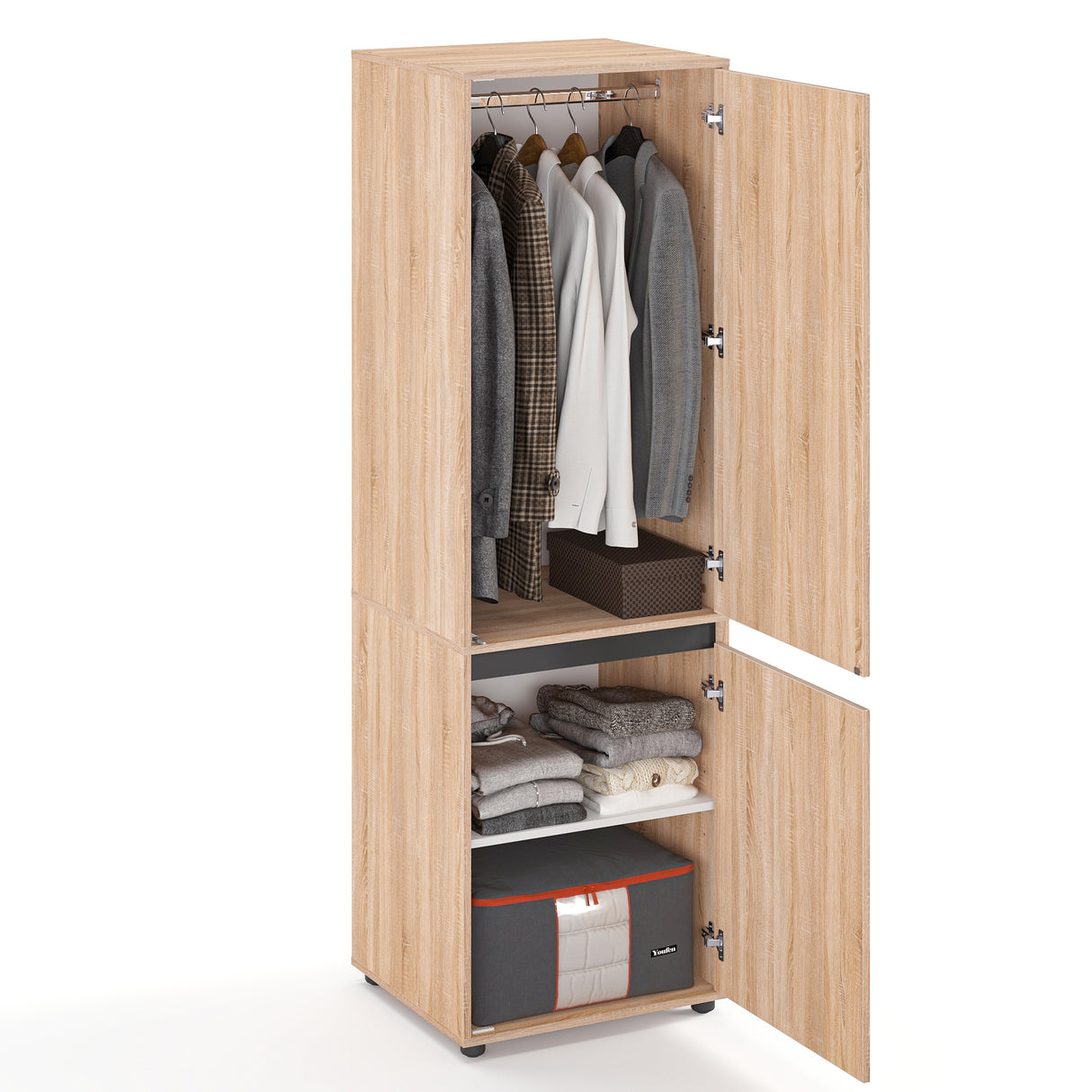 Kleiderschrank Klein mit 2-türig & 2 Fächer| CUBE 60F