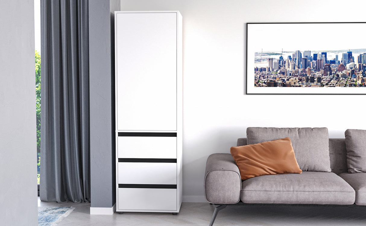 Kleiderschrank Klein mit 1-türig & 3 Schubladen | CUBE 60S