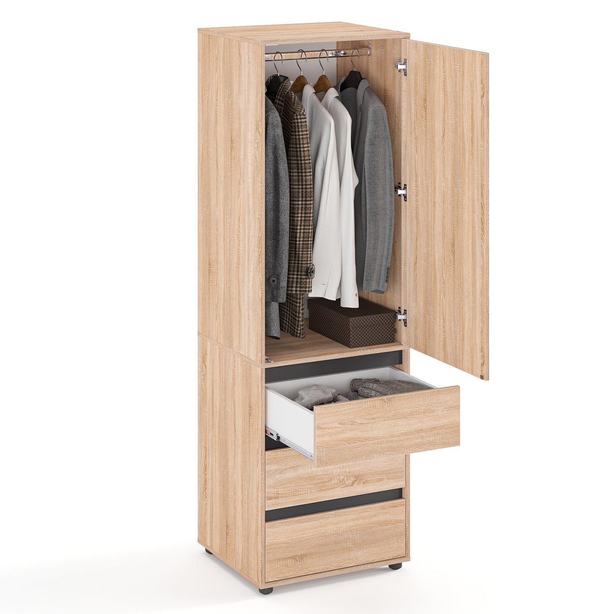 Kleiderschrank Klein mit 1-türig & 3 Schubladen | CUBE 60S