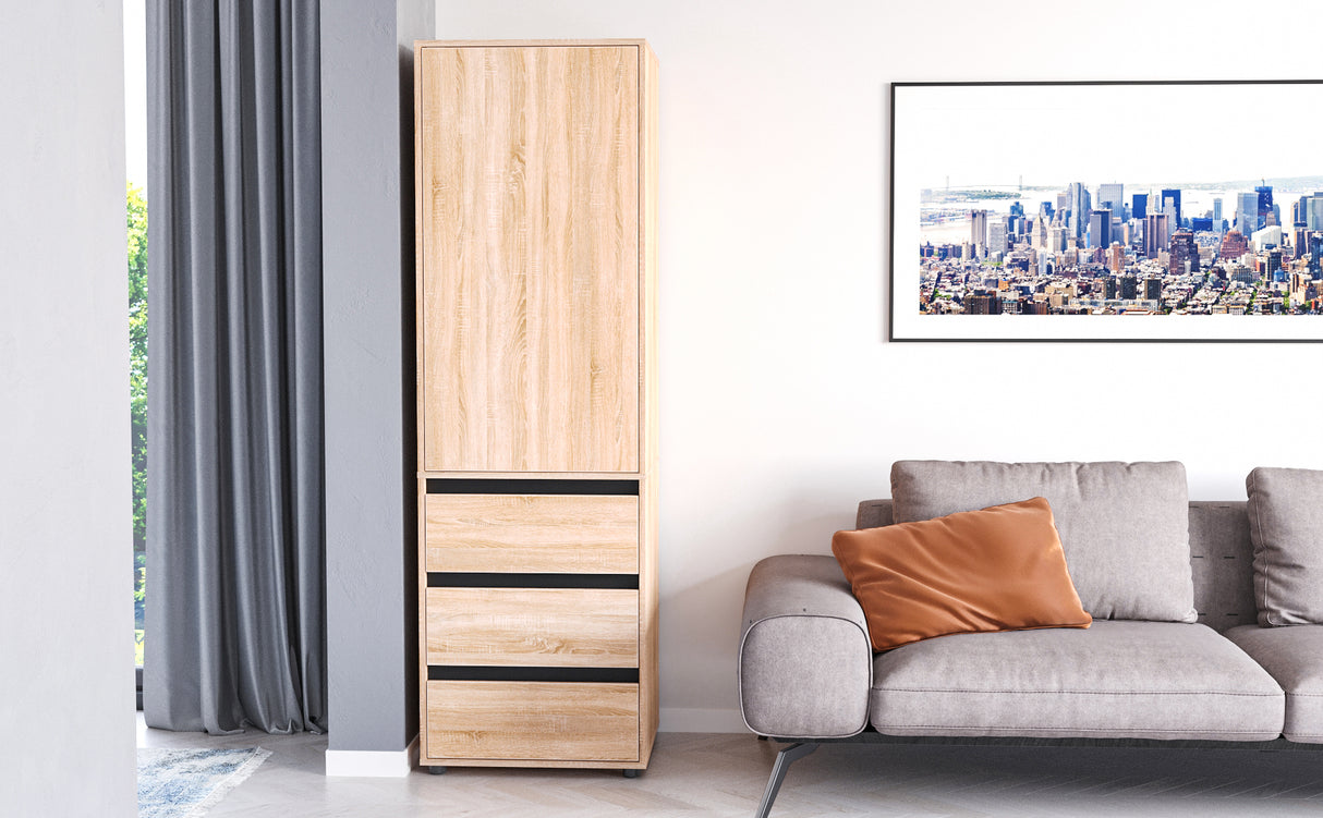 Kleiderschrank Klein mit 1-türig & 3 Schubladen | CUBE 60S