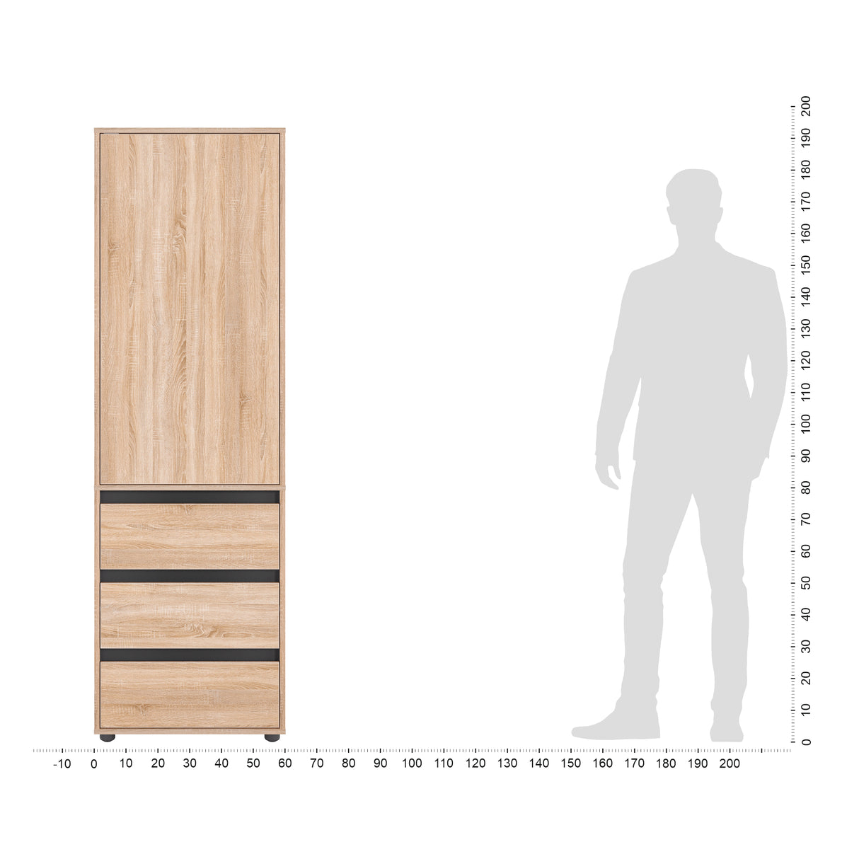 Kleiderschrank Klein mit 1-türig & 3 Schubladen | CUBE 60S