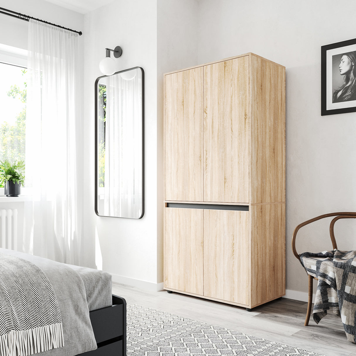 Kleiderschrank Klein mit 4-türig & 2 Fächer | CUBE 90F