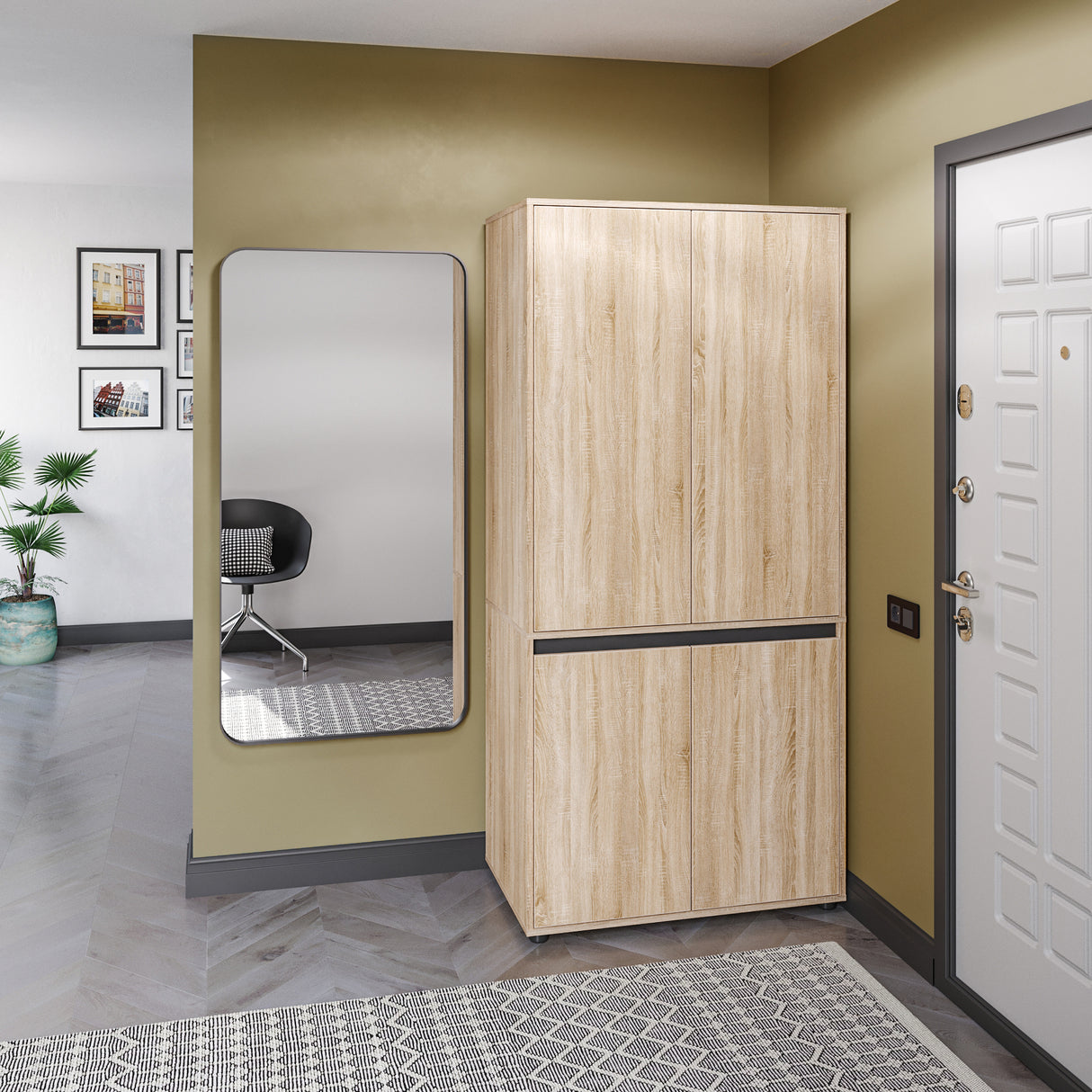 Kleiderschrank Klein mit 4-türig & 2 Fächer | CUBE 90F