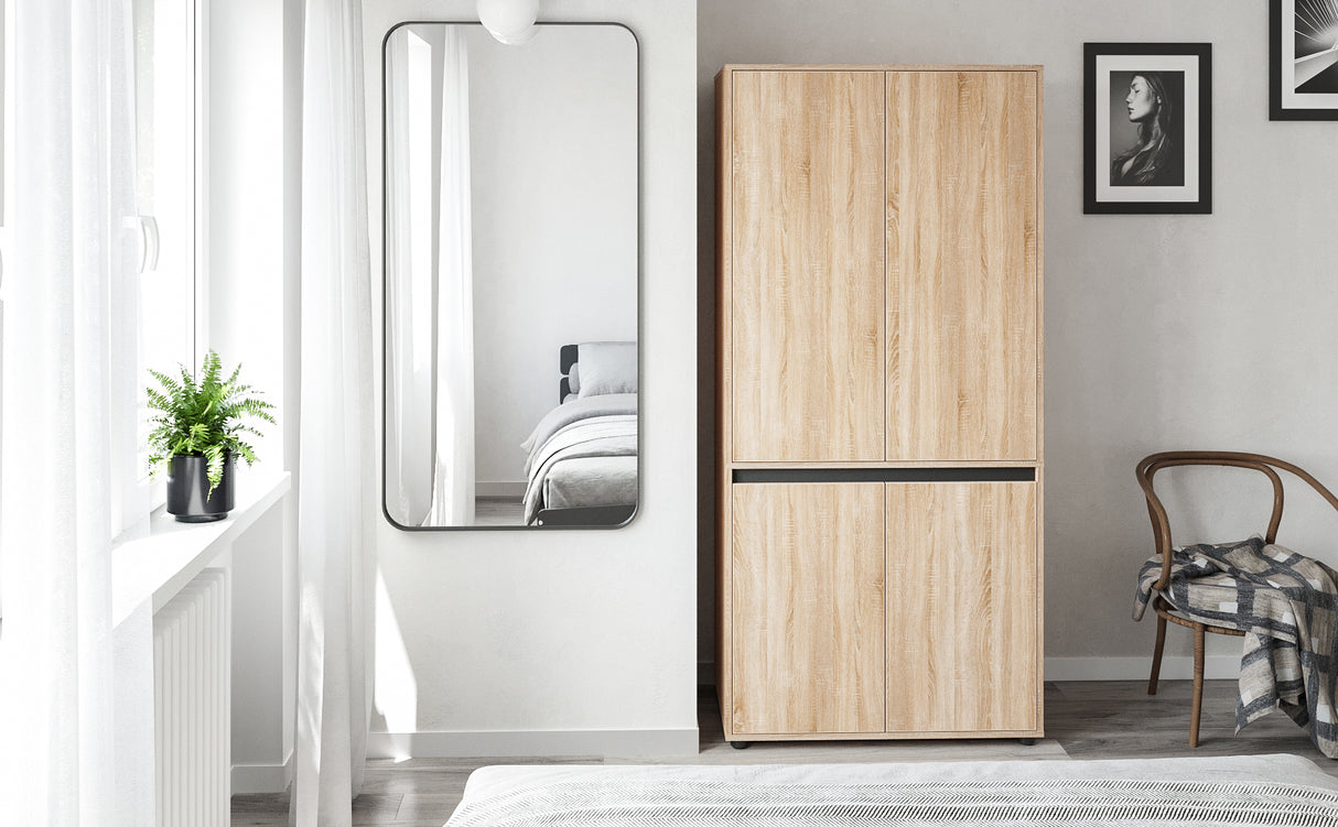 Kleiderschrank Klein mit 4-türig & 2 Fächer | CUBE 90F