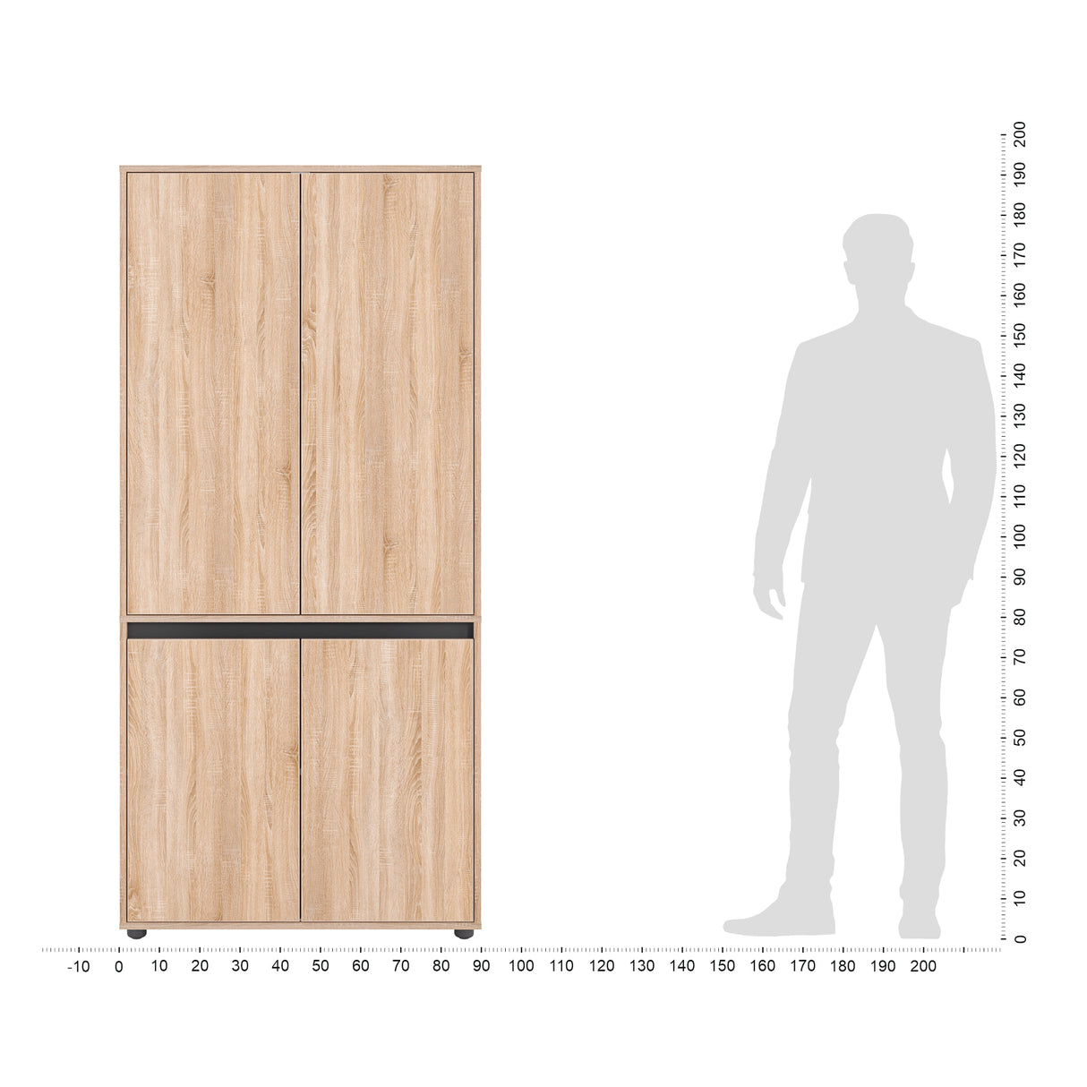 Kleiderschrank Klein mit 4-türig & 2 Fächer | CUBE 90F