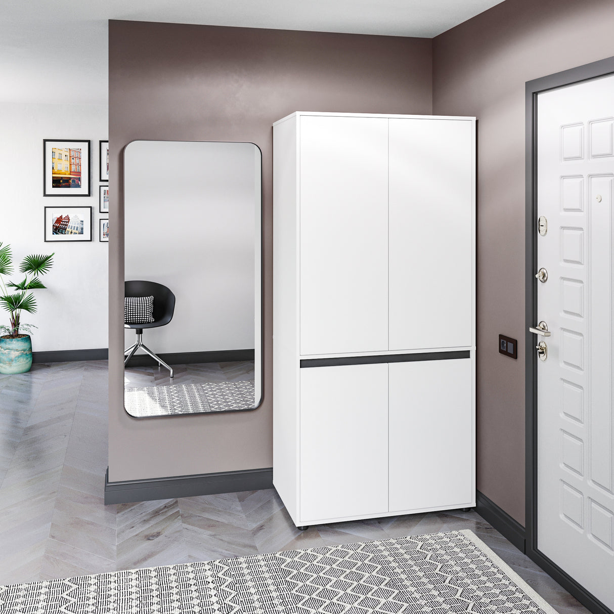 Kleiderschrank Klein mit 4-türig & 2 Fächer | CUBE 90F