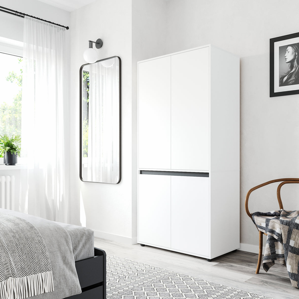 Kleiderschrank Klein mit 4-türig & 2 Fächer | CUBE 90F