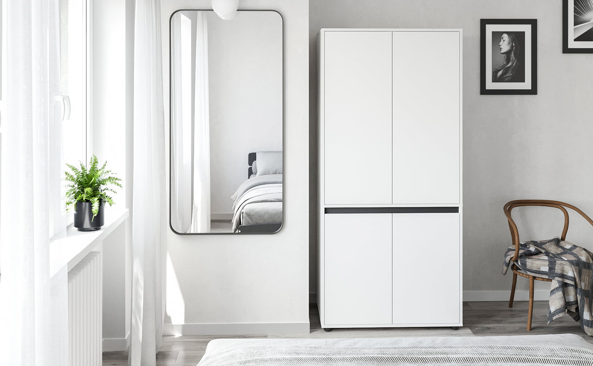 Kleiderschrank Klein mit 4-türig & 2 Fächer | CUBE 90F