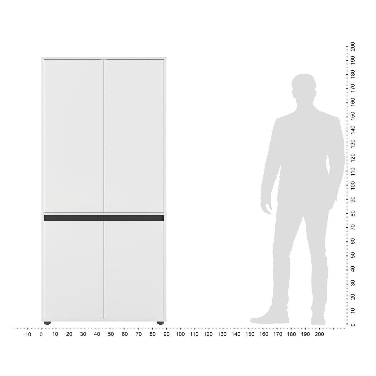 Kleiderschrank Klein mit 4-türig & 2 Fächer | CUBE 90F