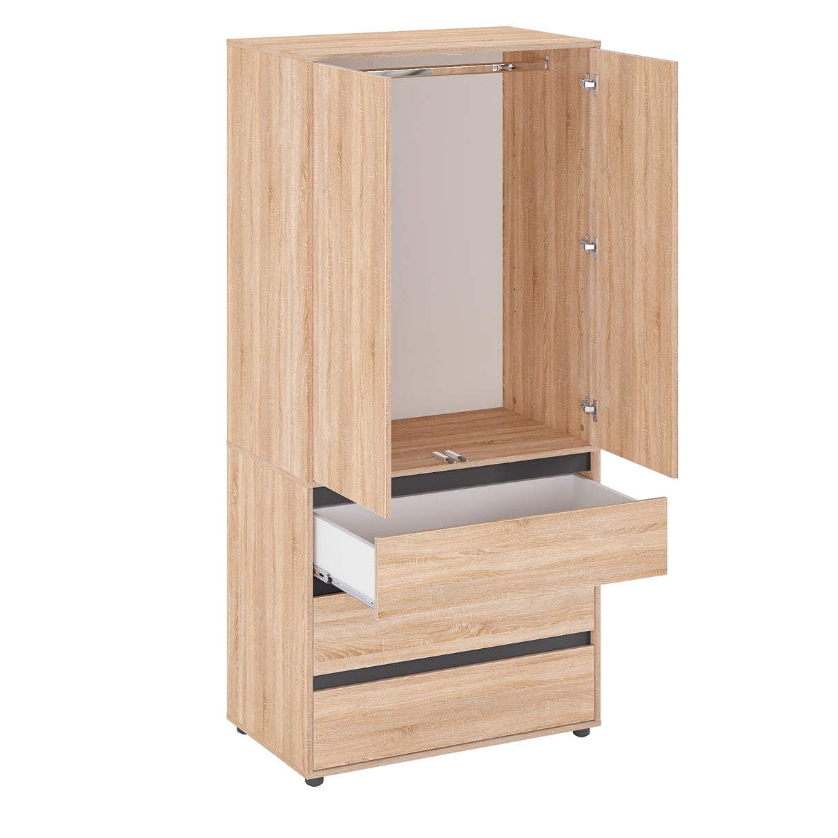 Kleiderschrank Klein mit 2-türig & 3 Schubladen | CUBE 90S