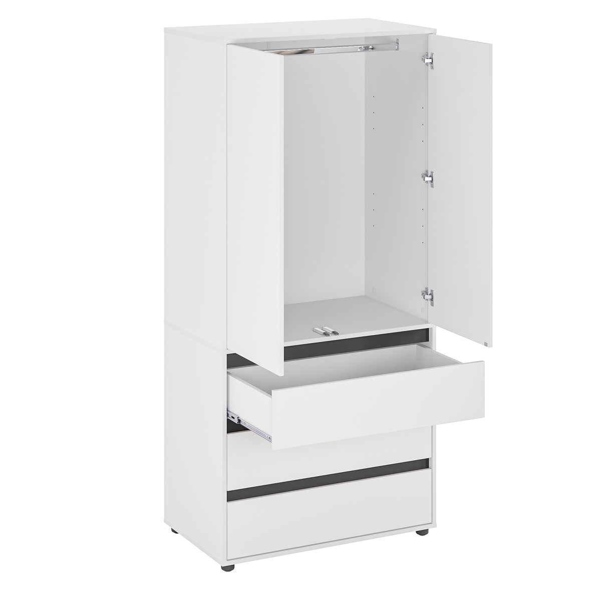 Kleiderschrank Klein mit 2-türig & 3 Schubladen | CUBE 90S