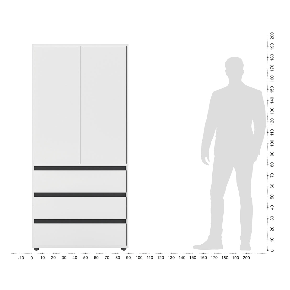 Kleiderschrank Klein mit 2-türig & 3 Schubladen | CUBE 90S