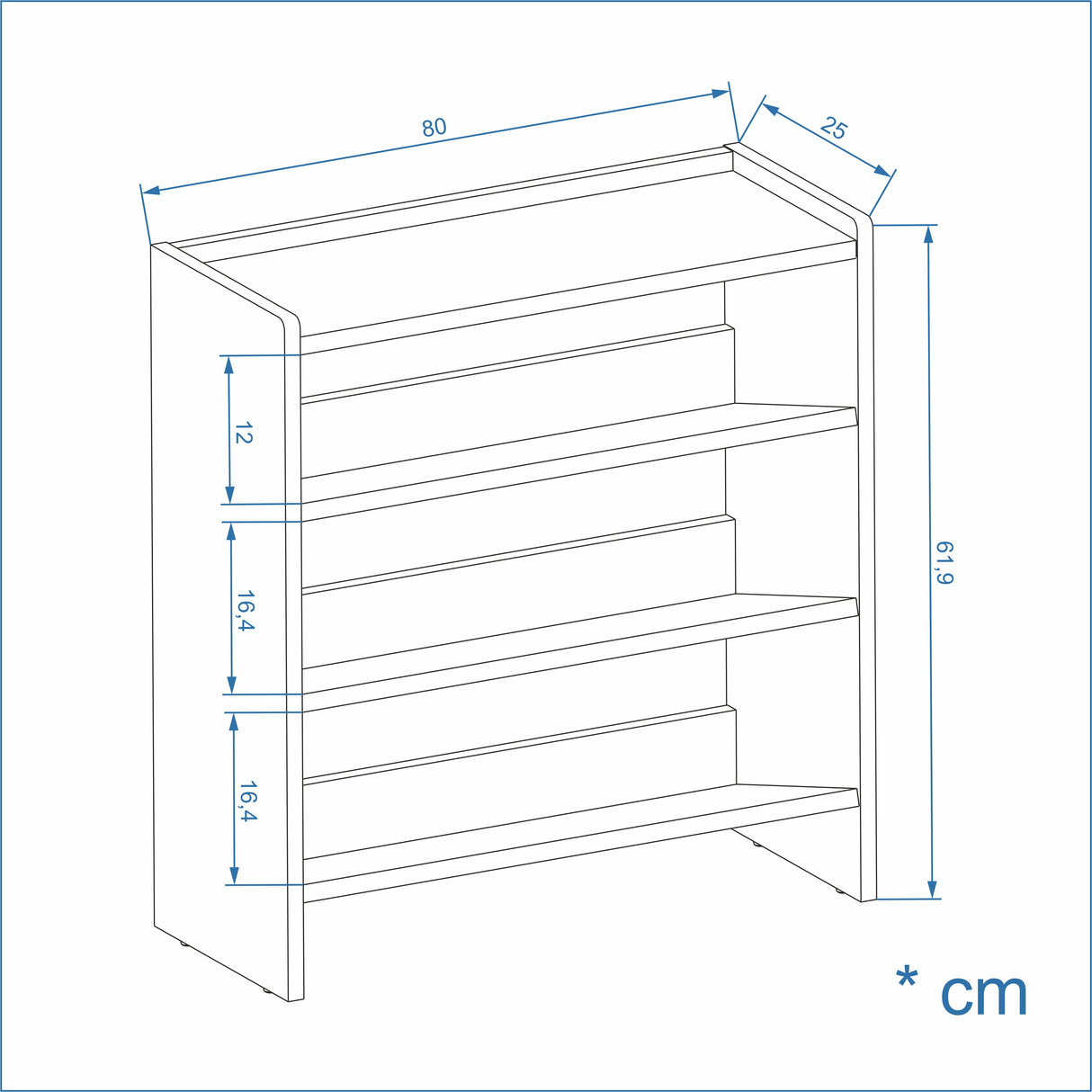 KOMTO Schuhregal Schmal mit 3 Ebenen | Elexis 3