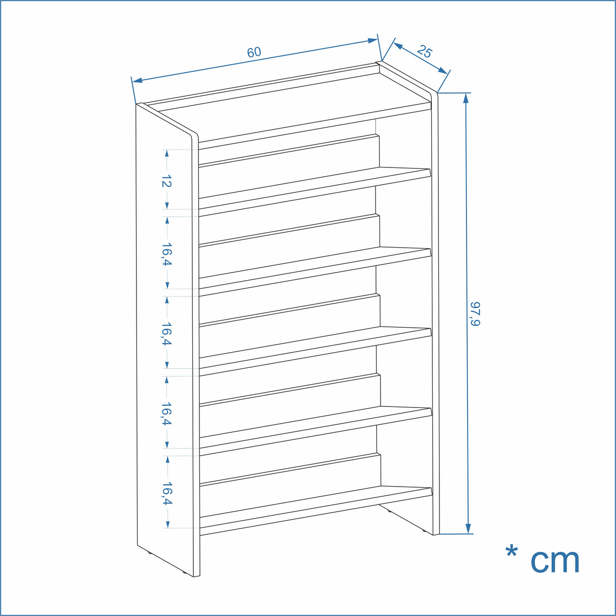KOMTO Schuhregal Schmal mit 5 Ebenen | Elexis 5