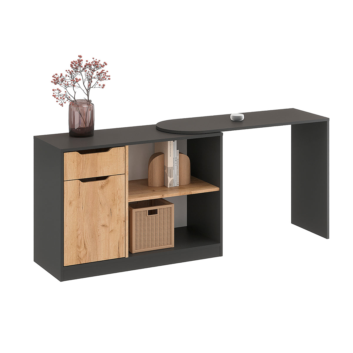 Biurko FOLDY 3 — Dąb Craft Złoty / Antracyt