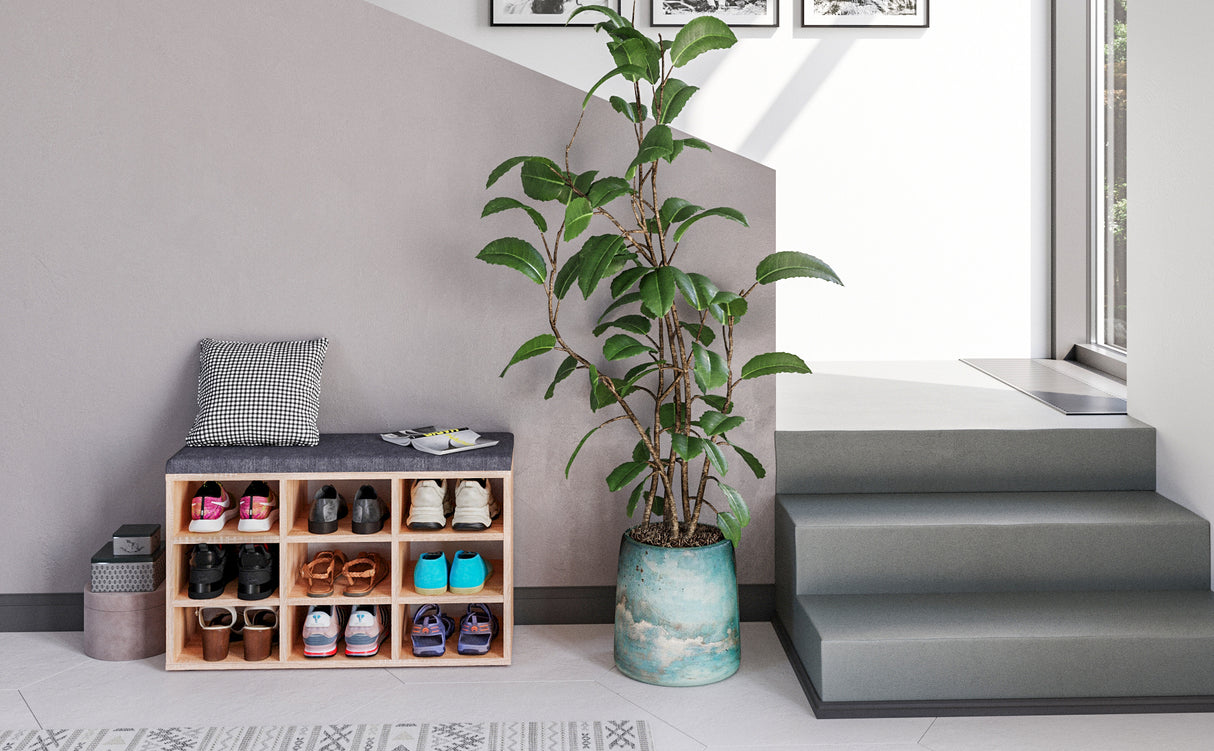 Schuhbank mit Sitzfläche mit 9 verstellbaren Fächern | Sofia 80