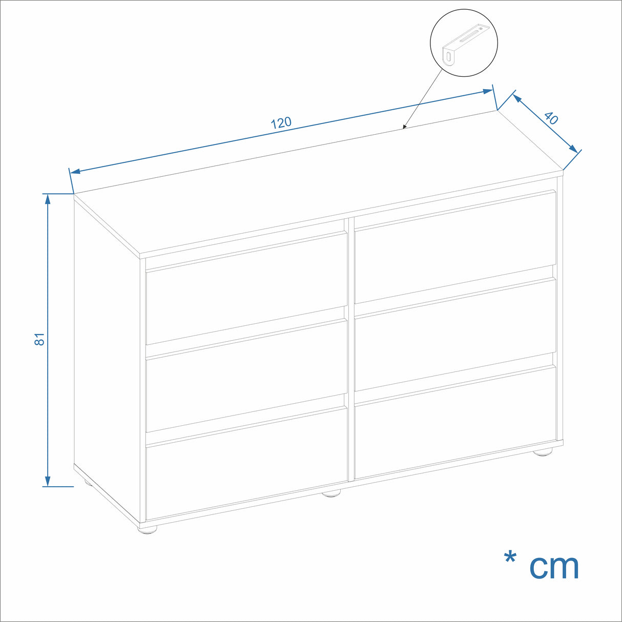 Kommode mit 6 Schubladen| Linoa 6S