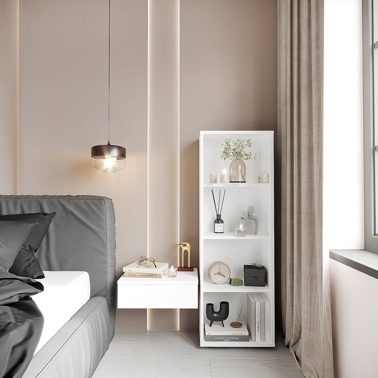 Bücherregal mit 4 Ebenen und Höhenverstellbare Regale | Lumo 40-4F