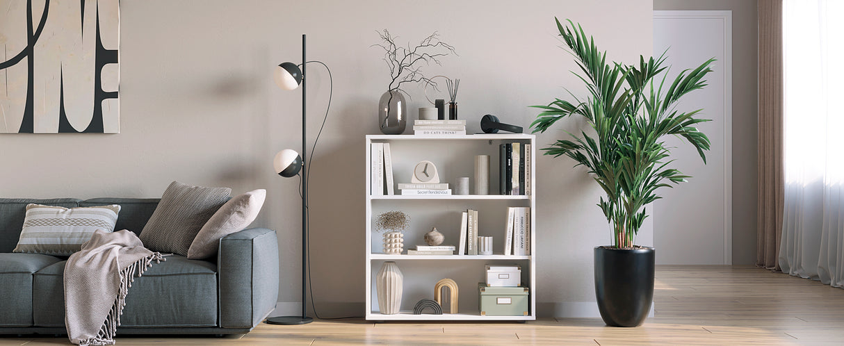 Bücherregal mit 3 Ebenen und Höhenverstellbare Regale | Lumo 80-3F