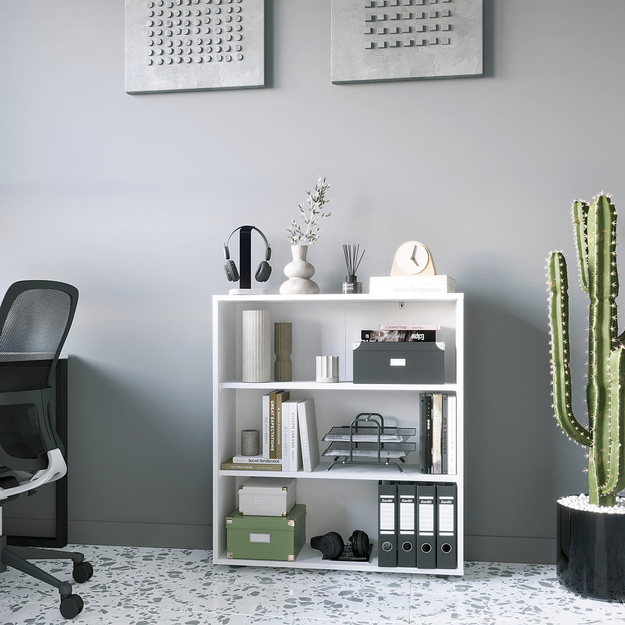 Bücherregal mit 3 Ebenen und Höhenverstellbare Regale | Lumo 80-3F