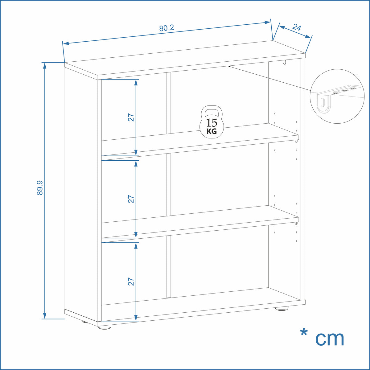 Bookcase Lumo 80-3F
