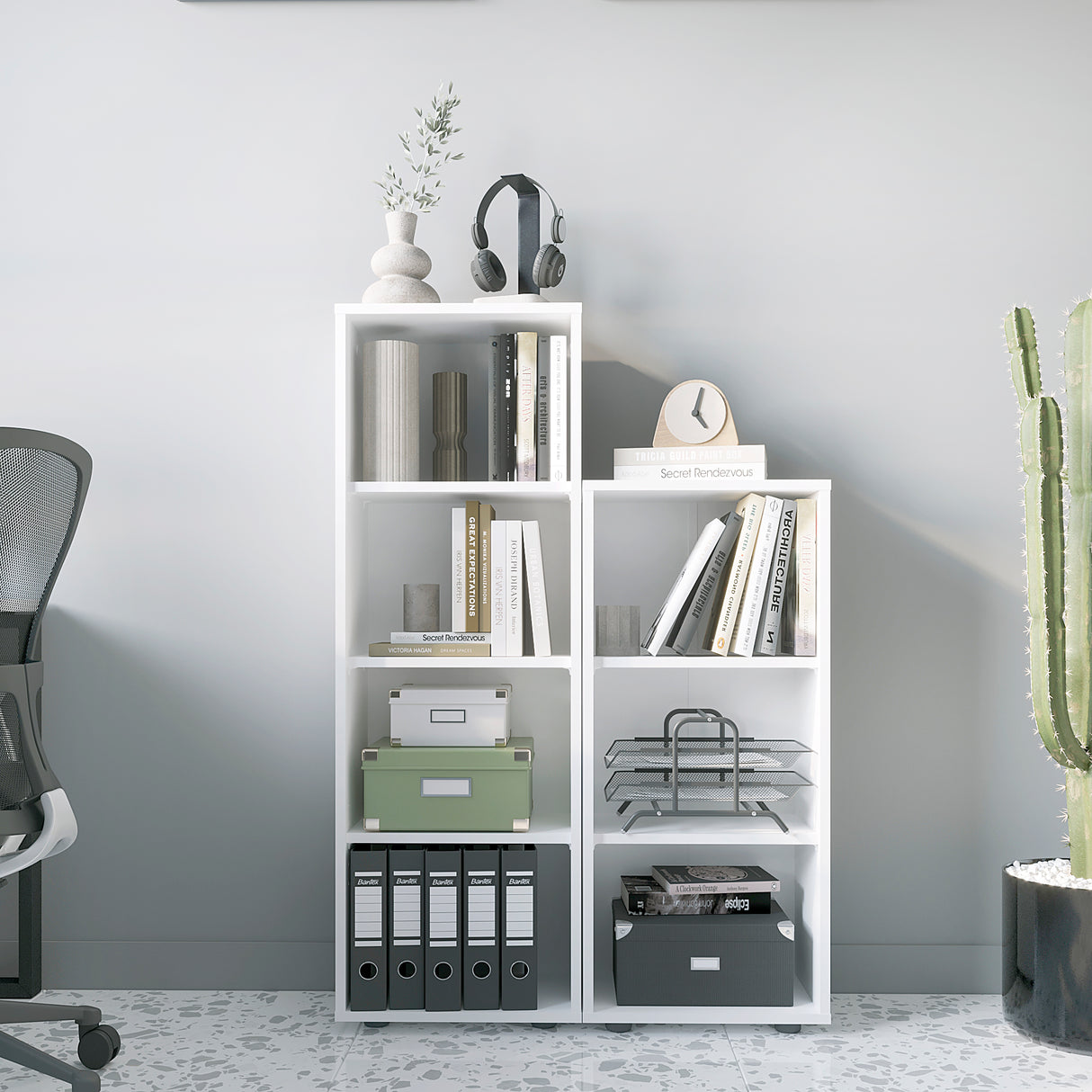 Bücherregal mit 4 Ebenen und Höhenverstellbare Regale | Lumo 40-4F